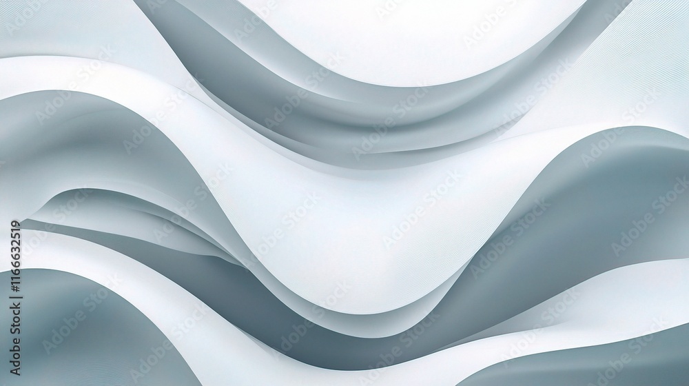 Fototapeta premium Serene Flow: Abstract Waves of Gray and White 