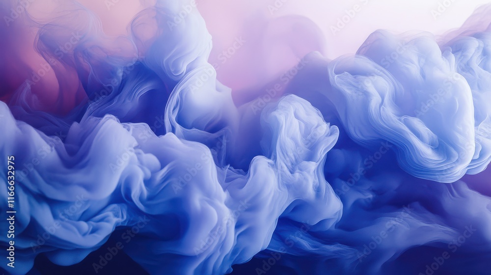 Fototapeta premium A soft, abstract background with a gradient of blue, purple, and white, resembling clouds or fog.