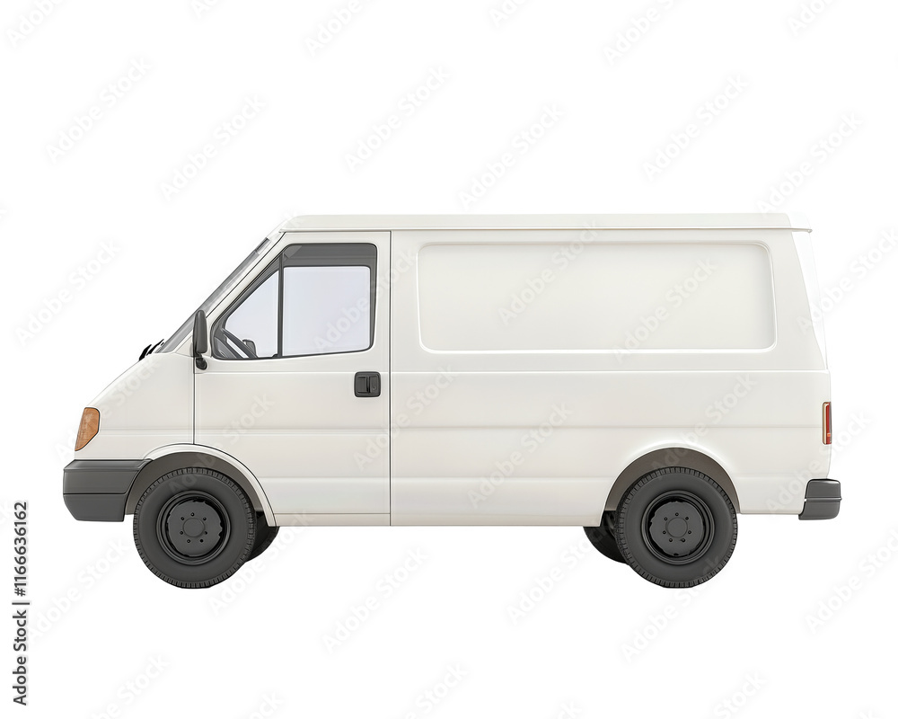 Isolated White Delivery Van Side View Isolated White Delivery Van Side View