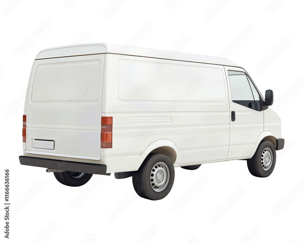Isolated White Delivery Van Rear View Isolated White Delivery Van Rear View