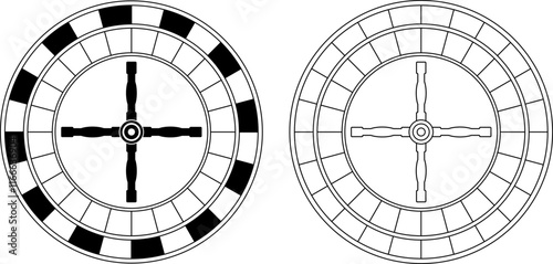 top view roulette wheel icon set