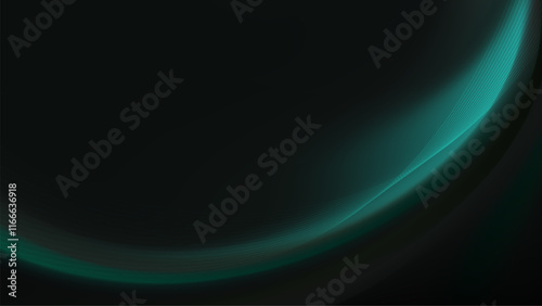 Mysterious and elegant abstract background with a flowing dark teal green wave