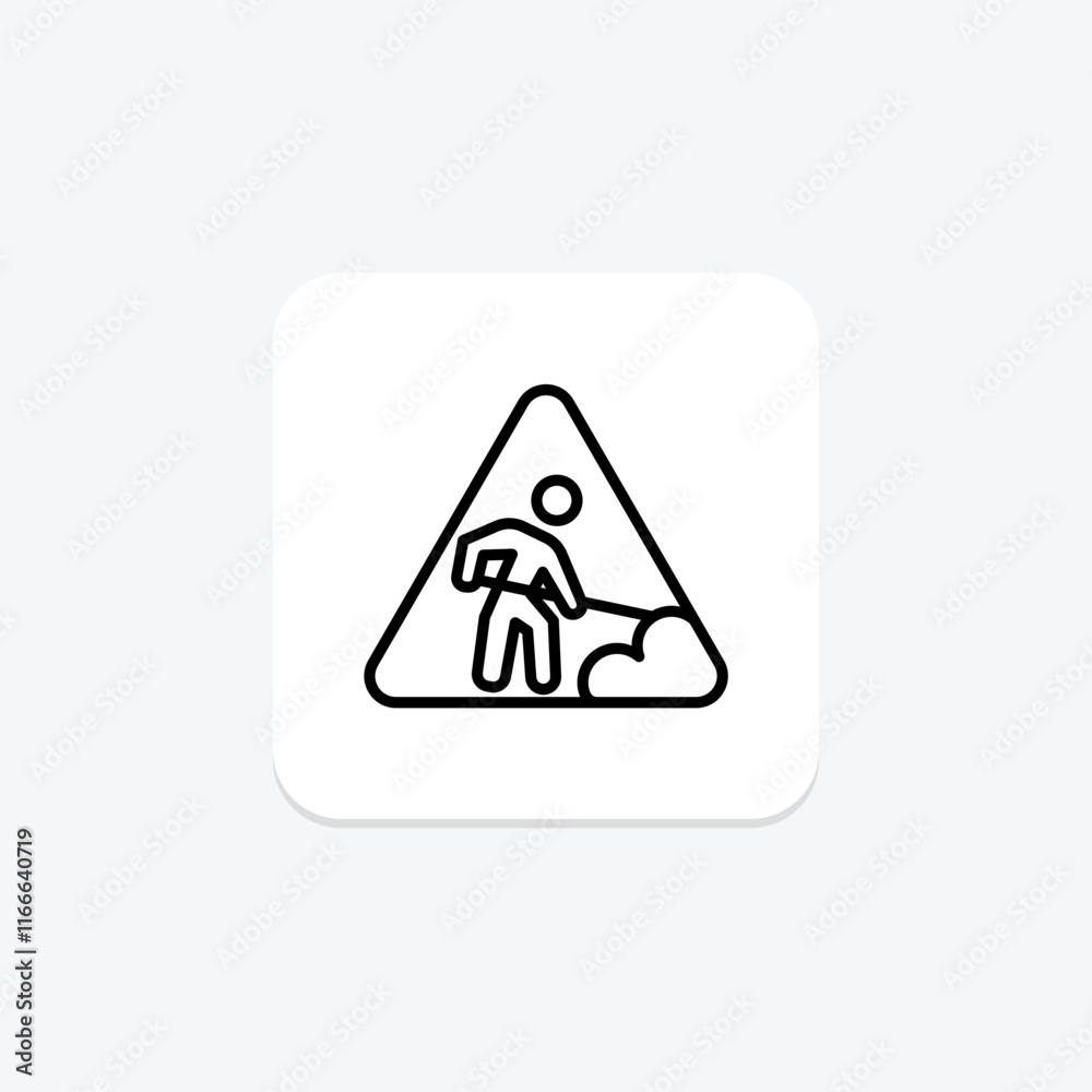 Roadworks Sign line icon , vector, pixel perfect, illustrator file Roadworks Sign line icon , vector, pixel perfect, illustrator file