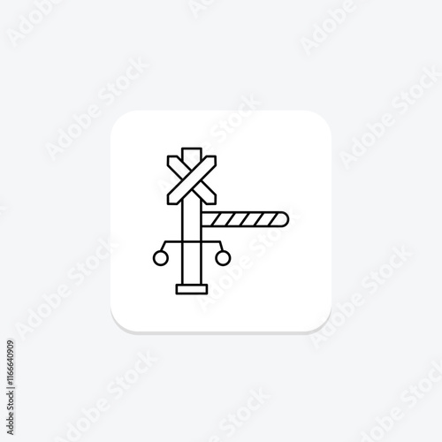 Fotografie Level Crossing thinline icon , vector, pixel perfect, illustrator file