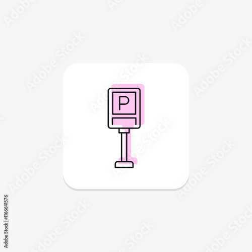 Parking Board color shadow thinline icon , vector, pixel perfect, illustrator file