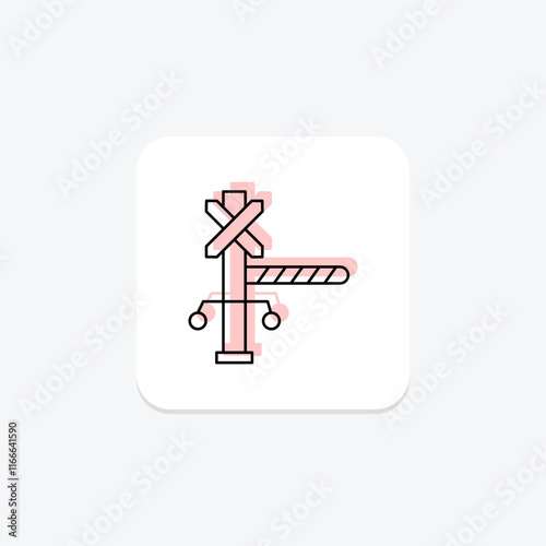 Fotografie Level Crossing color shadow thinline icon , vector, pixel perfect, illustrator f