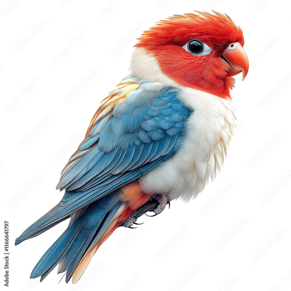 Obraz premium Vibrant parrot with red, blue, and white feathers.