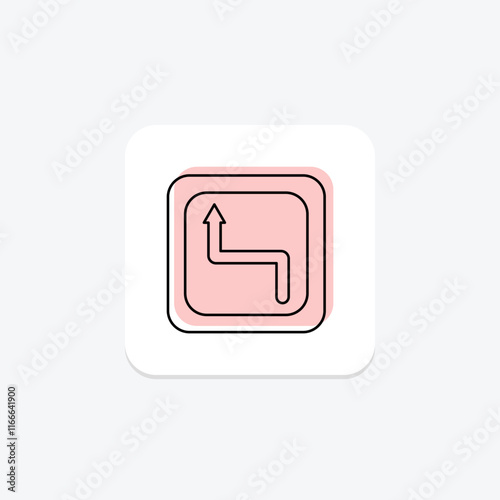 Curve Ahead Sign color shadow thinline icon , vector, pixel perfect, illustrator file