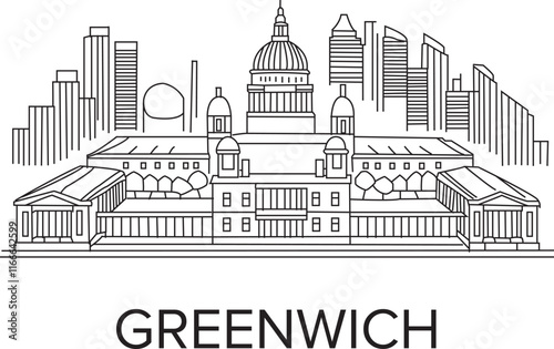 Greenwhich City Line Draw Simple Minimalist