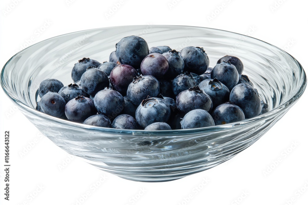 Fresh blueberries in a clear glass bowl ready for snacking or baking on a bright kitchen countertop Fresh blueberries in a clear glass bowl ready for snacking or baking on a bright kitchen countertop