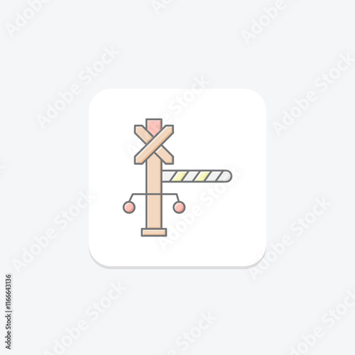 Obraz na plátně Level Crossing lineal color icon , vector, pixel perfect, illustrator file