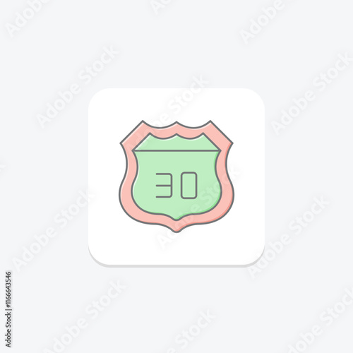 Interstate Highway Sign lineal color icon , vector, pixel perfect, illustrator file