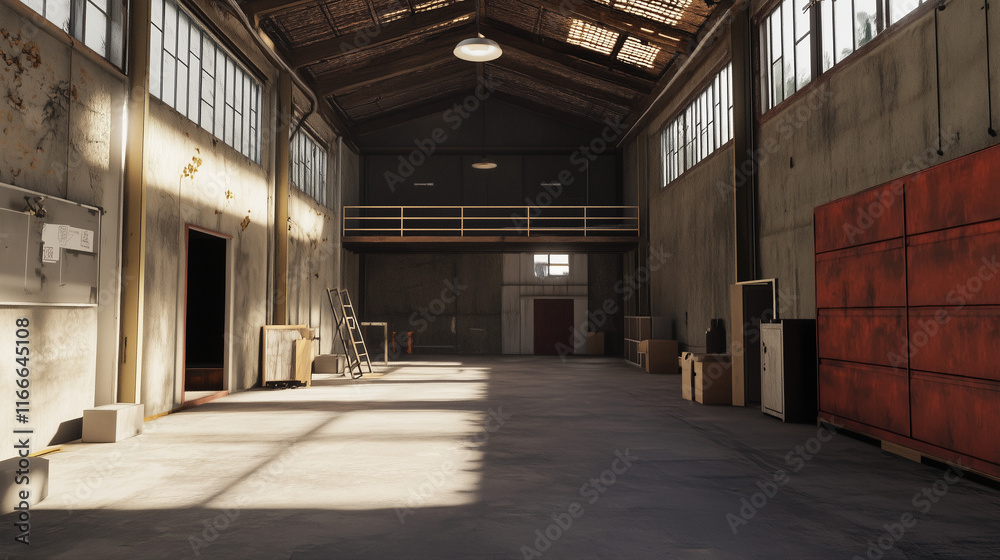 Industrial Warehouse Interior with Organized Shelves, Stacked Pallets, and Spacious Logistics Workspace
Industrial Warehouse Interior with Organized Shelves, Stacked Pallets, and Spacious Logistics Workspace