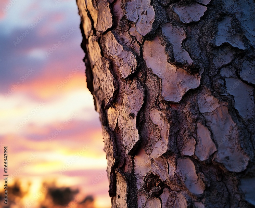 Close-up of tree bark texture against a vibrant sunset. Close-up of tree bark texture against a vibrant sunset.