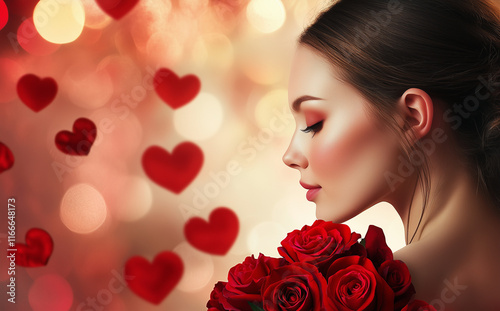 portrait of a woman with a rose valentine