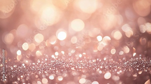 Abstract rose gold glitter bokeh background.