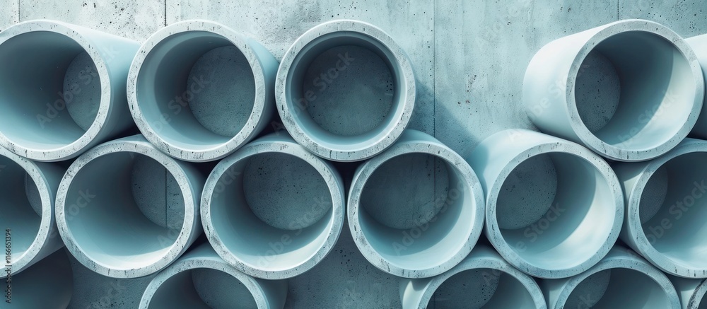 Gray steel pipes and tubes arranged in a symmetrical and organized pattern representing industrial construction engineering or manufacturing infrastructure Gray steel pipes and tubes arranged in a symmetrical and organized pattern representing industrial construction engineering or manufacturing infrastructure