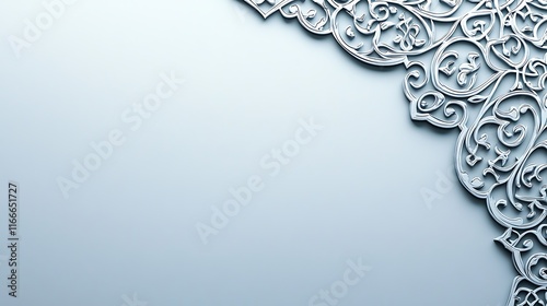 Elegant Silver Filigree Design on a Light Blue Background