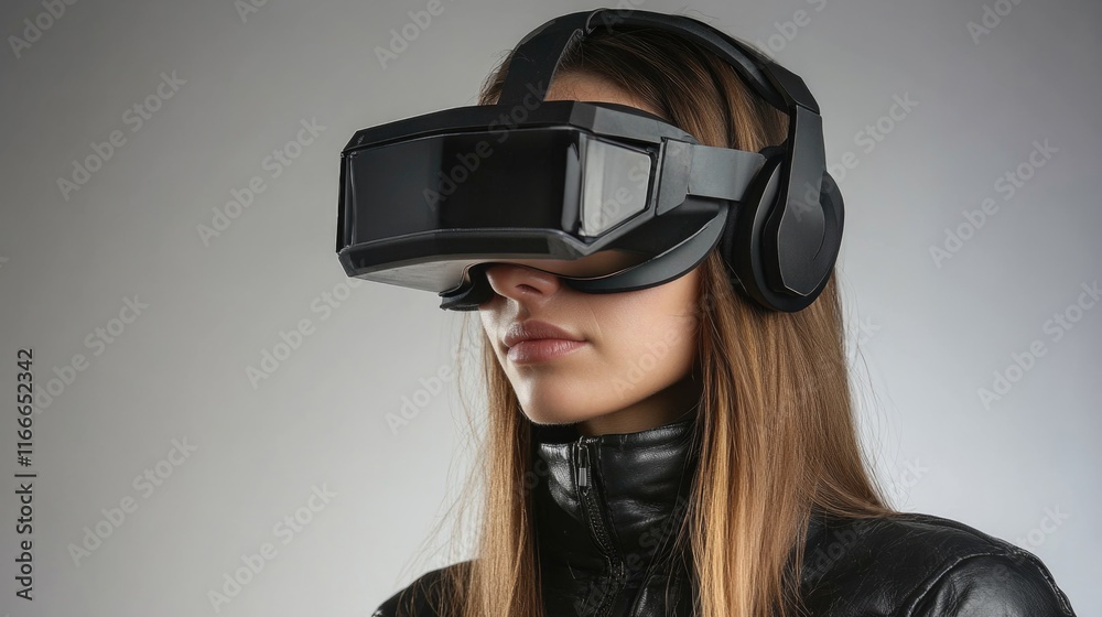 Woman using VR headset Woman using VR headset