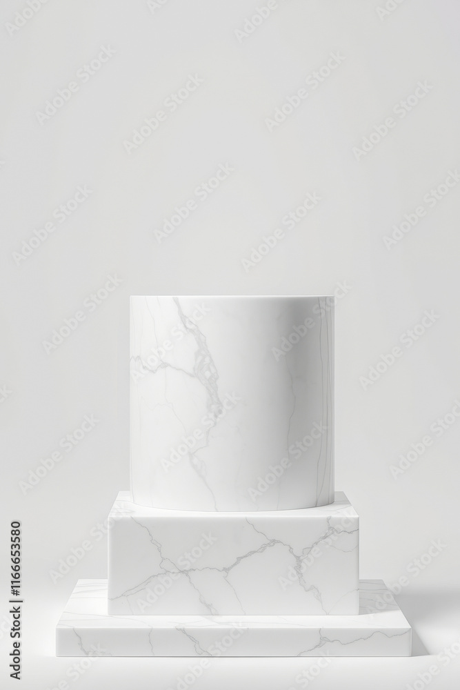 white marble display stand with three levels white marble display stand with three levels