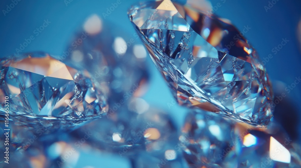 A close up of a diamond with a blue background A close up of a diamond with a blue background