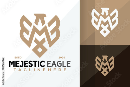 Elegant Letter M Eagle Logo Icon Vector Design Illustration