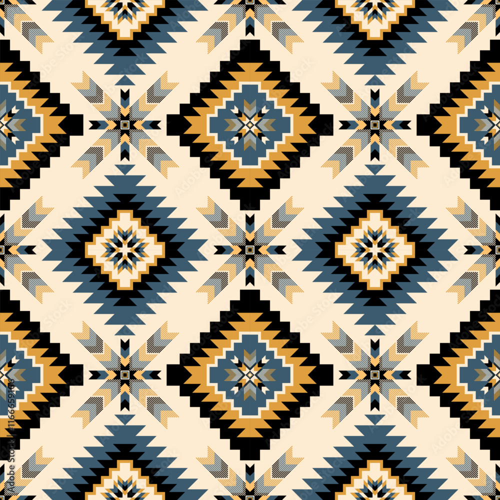 Navajo seamless pattern. Native American Geometric shape. Zigzag seamless pattern triangle shape. Digital design vector. Design for Blanket, woven carpet, wallpaper, wrapping paper, background. Navajo seamless pattern. Native American Geometric shape. Zigzag seamless pattern triangle shape. Digital design vector. Design for Blanket, woven carpet, wallpaper, wrapping paper, background.