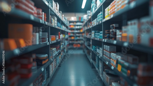 Wallpaper Mural Aisles of a Pharmacy, Stocked Shelves, Medicine, Healthcare Products Torontodigital.ca