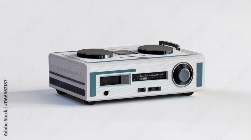 Fototapeta premium White retro radio on white background