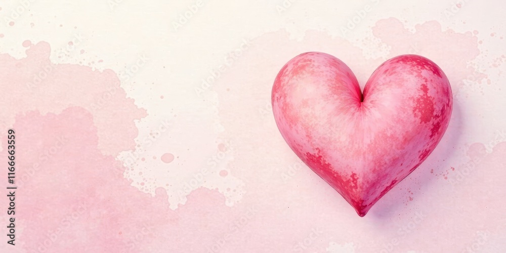 Fototapeta premium A Soft Pink Heart Shape on a Delicate Watercolor Background, Perfect for Romantic Designs and Valentine's Day Greetings