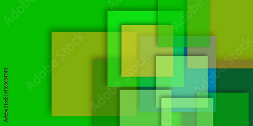 Abstract green and orange squares pattern blocks overlay digital background. 