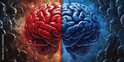 red and blue human brain  photo