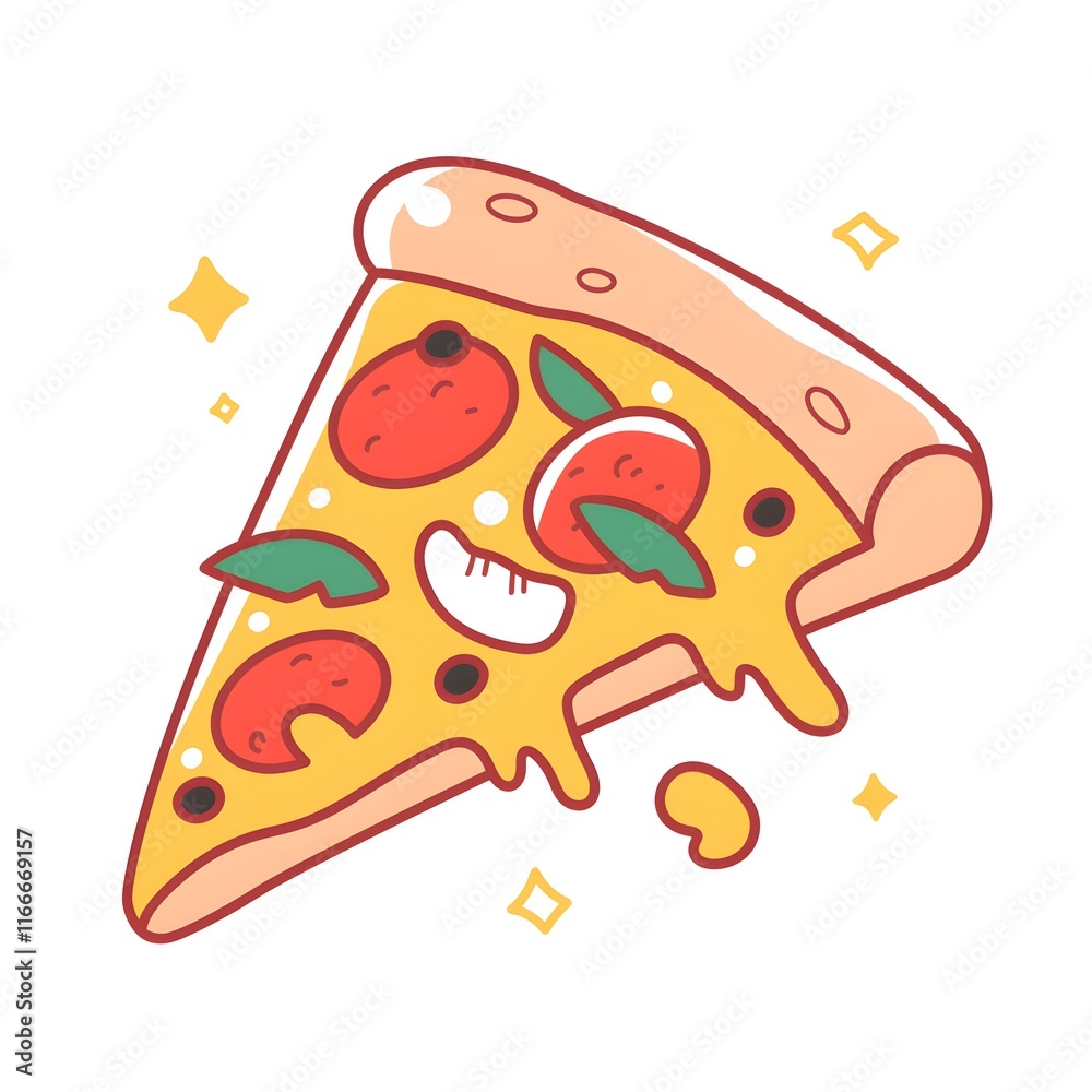 Simple slice of pizza illustration, Generative AI Simple slice of pizza illustration, Generative AI