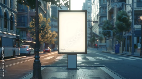 a mockup blank billboard with white surface on road for product display, marketing and advertisement.