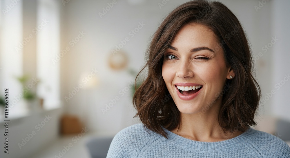 Playful Wink: A young woman with a mischievous twinkle in her eye winks at the camera, radiating warmth and confidence. Playful Wink: A young woman with a mischievous twinkle in her eye winks at the camera, radiating warmth and confidence.