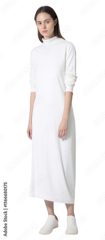 PNG Woman wearing blank white terry knit midi dress fashion sleeve adult. PNG Woman wearing blank white terry knit midi dress fashion sleeve adult.