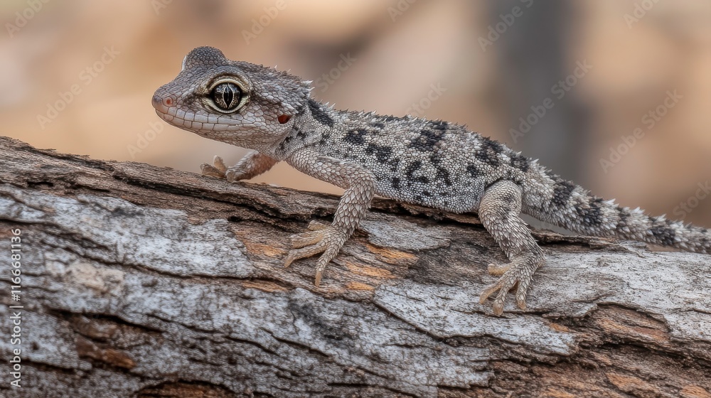 Detailed Gecko on Bark in Golden Hour Light Detailed Gecko on Bark in Golden Hour Light