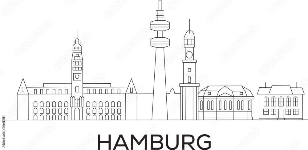 Hamburg City Line Draw Simple Minimalist