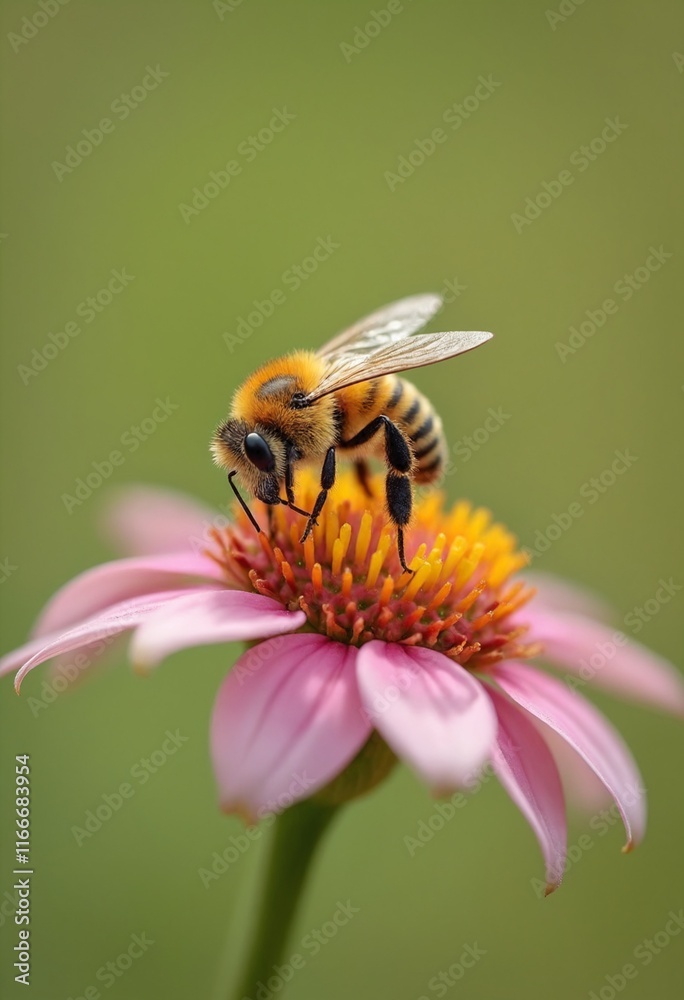 A close-up shot of a bee pollinating a flower A close-up shot of a bee pollinating a flower