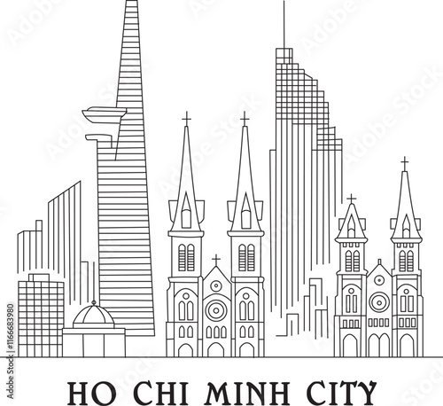 Ho Chi Minh City Line Draw Simple Minimalist