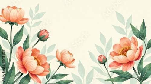 Wallpaper Mural Elegant Peach Blossom Floral Arrangement with Delicate Greenery on a Soft Background Torontodigital.ca