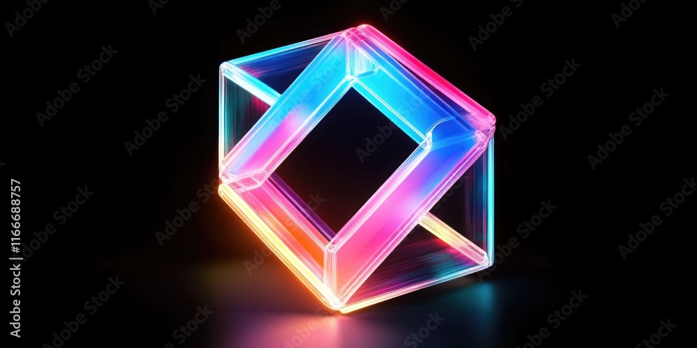 Neon Object on Black Surface Neon Object on Black Surface