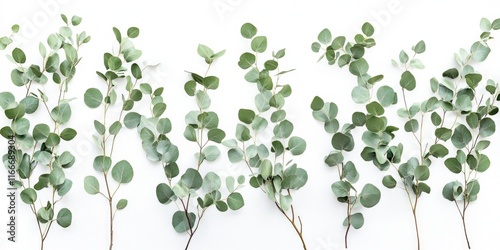 Eucalyptus Leaves on White Surface
