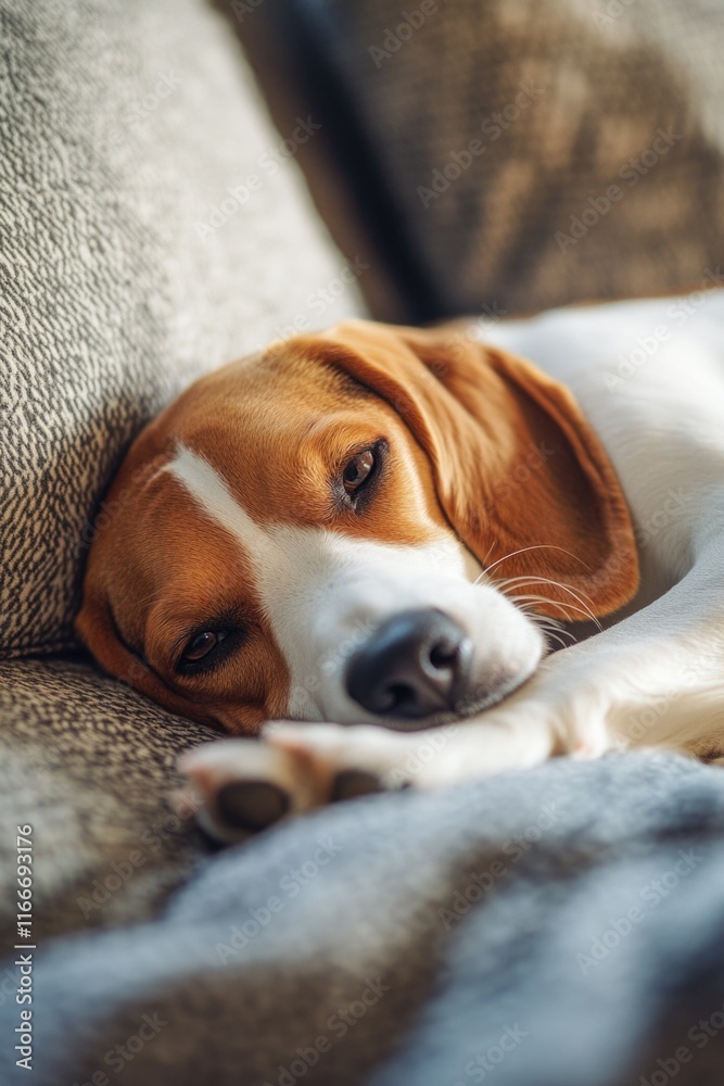 Brown and White Dog on Couch Brown and White Dog on Couch