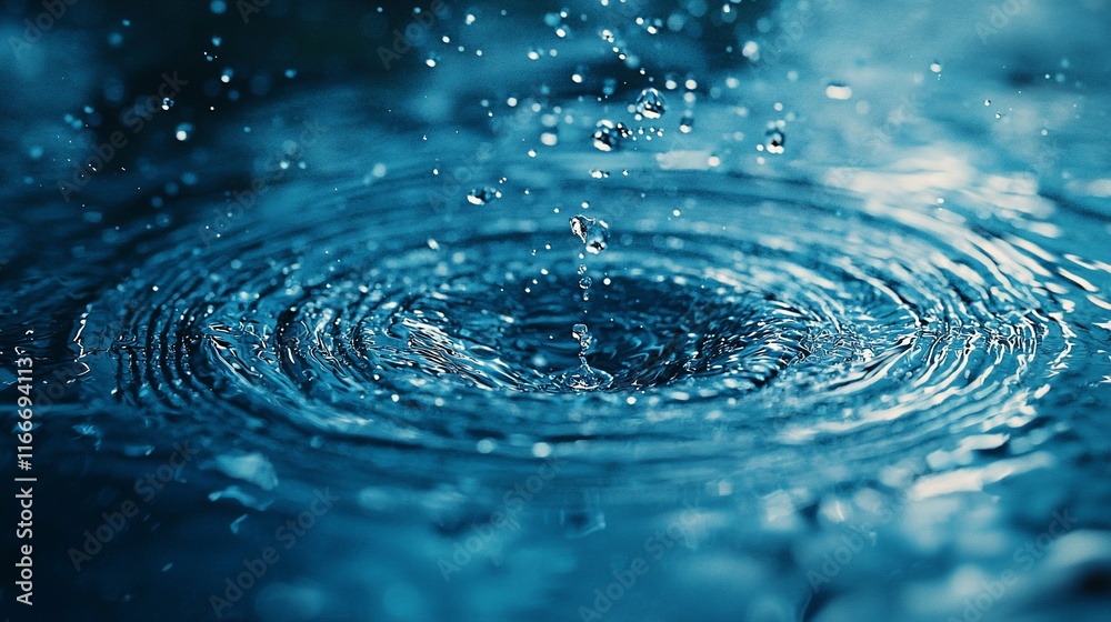 Water droplet impact creating concentric ripples. Water droplet impact creating concentric ripples.
