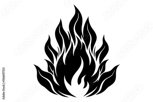 flame and fire black icon silhouette vector, Fire flame icon 