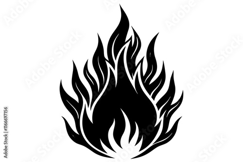 flame and fire black icon silhouette vector, Fire flame icon 