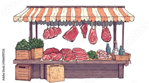 Illustrated Butcher Stall