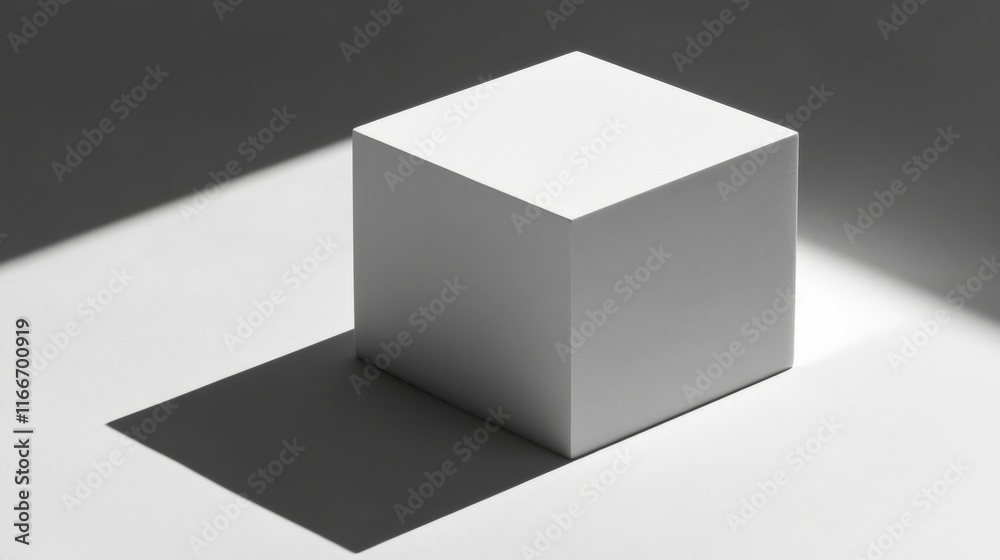 Bright 3D Object Casting Shadow on Monochrome Surface Bright 3D Object Casting Shadow on Monochrome Surface