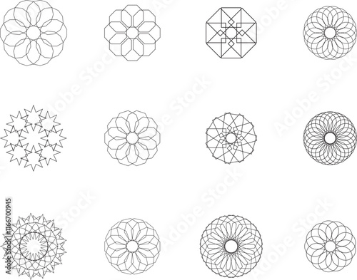 flower icons pattern, vector, icon, design, set, gear, flower, symbol, illustration, wheel, circle, element, decoration, seamless, shape, art, sign, ornament, round, floral, black, machine, cogwheel, 